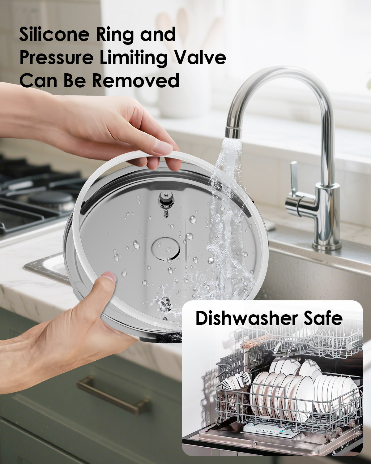 KitchLocker Pressure Cooker Stainless Steel 6.3 Quart,Olla De Presion For 2-3 People[Glass Lid & Steamer Rack Included][Press To Open][Compatible With Induction And Gas Stovetops]